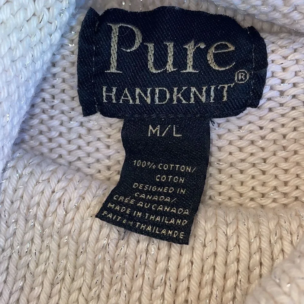 Pure handknit cowl neck sweater